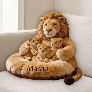 Lion Family Theme Mother's Day - Personalized Mother Premium Faux Fur Pillow