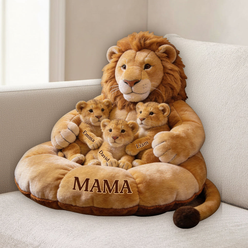 Lion Family Theme Mother's Day - Personalized Mother Premium Faux Fur Pillow