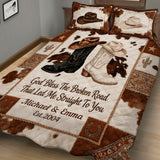 God Bless The Broken Road - Personalized Western Outfit Quilt Set