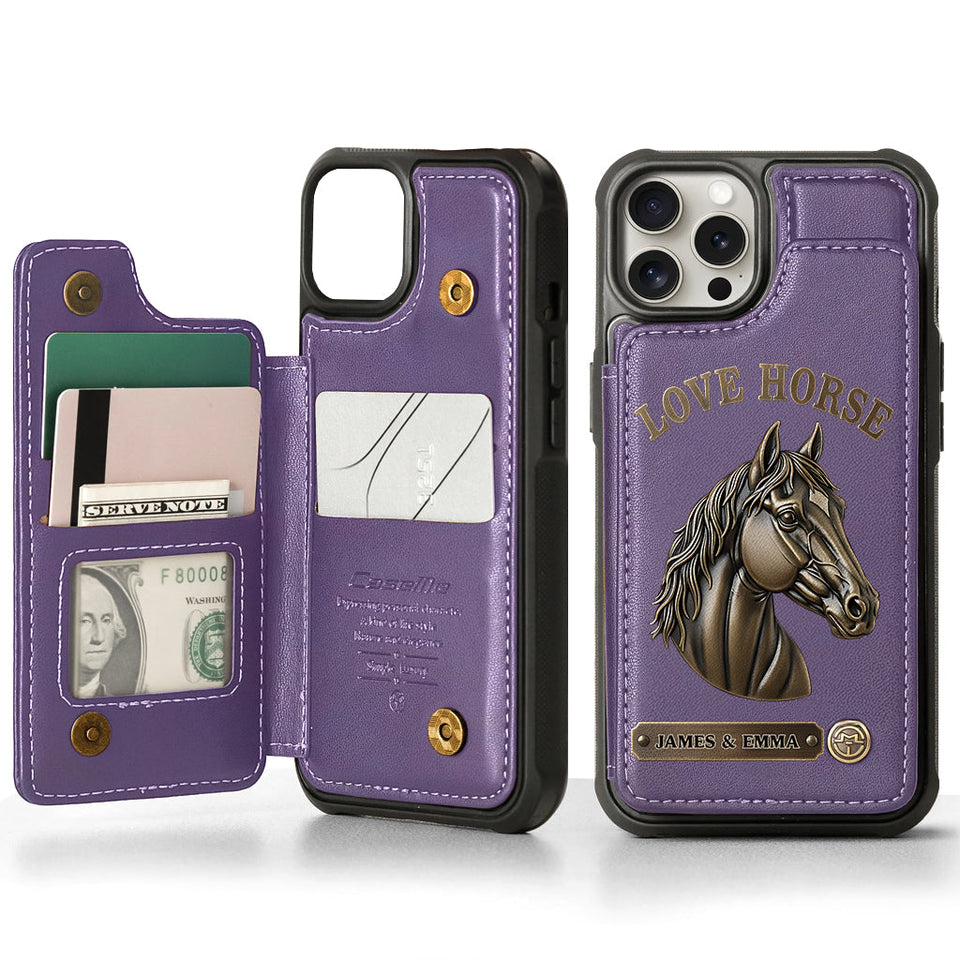 Love Horse - Personalized Horse Wallet Phone Case