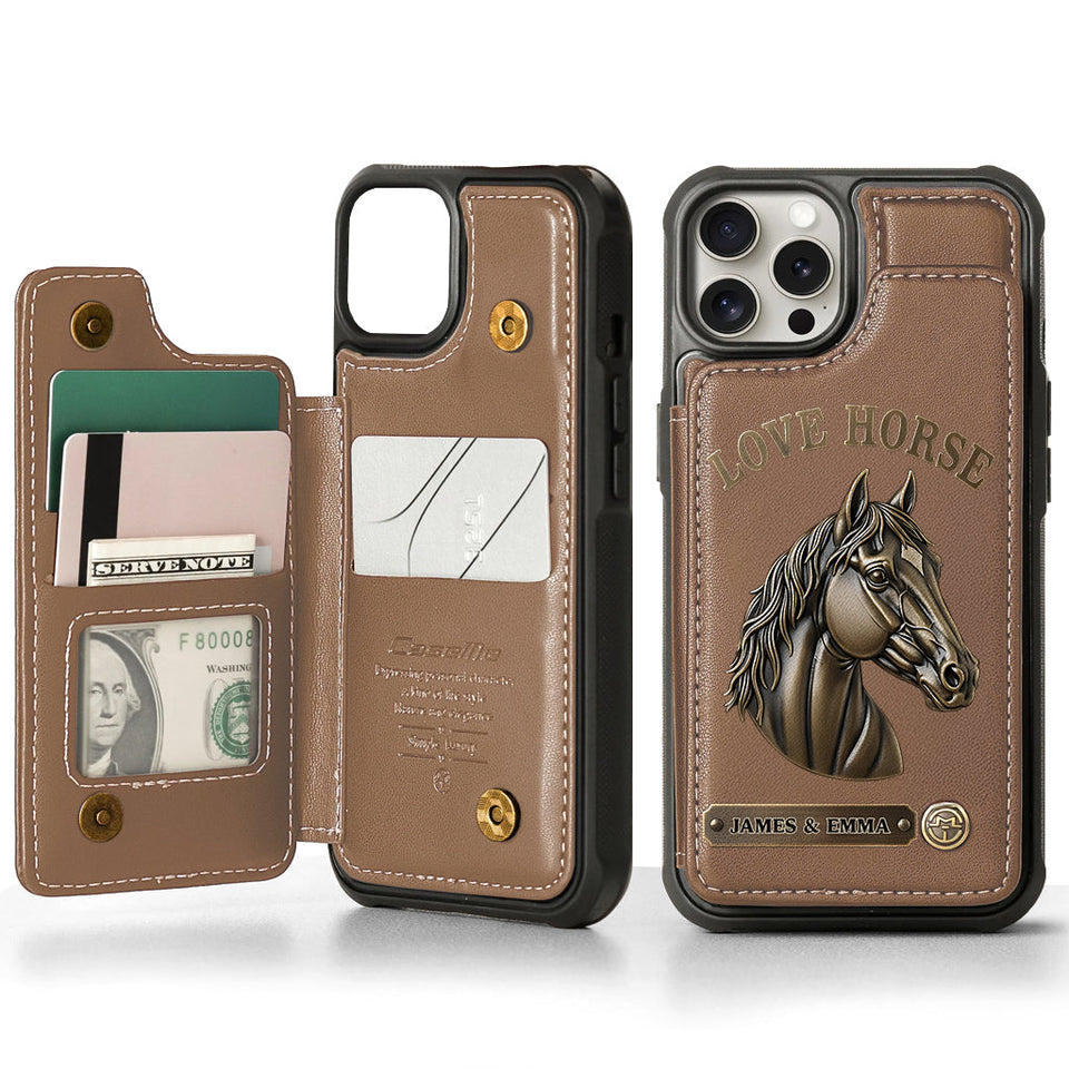 Love Horse - Personalized Horse Wallet Phone Case