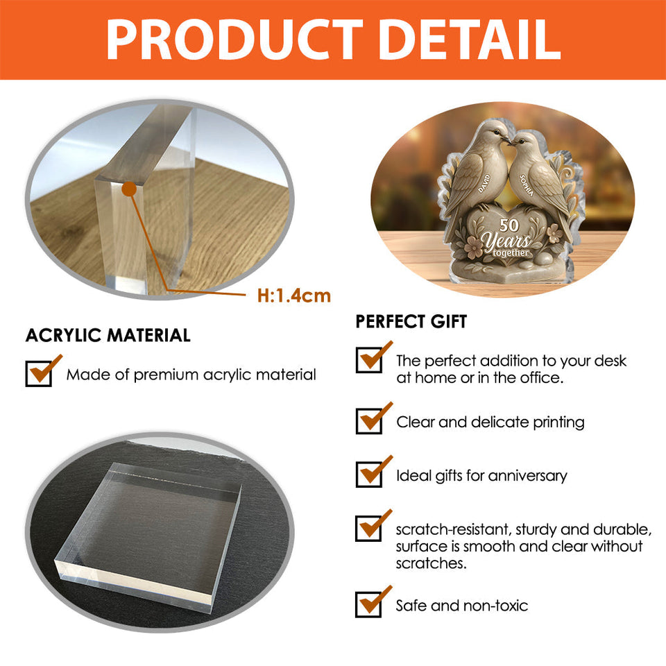 Anniversary 50 Years Together - Personalized Couple Custom Shaped Acrylic Plaque