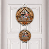 A Lovely Lady And A Grumpy Old Man Live Here - Personalized Couple Round Wood Sign
