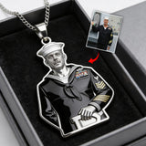 Firefighter, Police...Any Job - Any Photo - Personalized Firefighter Shaped Metal Pendant Necklace