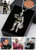 Firefighter, Police...Any Job - Any Photo - Personalized Firefighter Shaped Metal Pendant Necklace