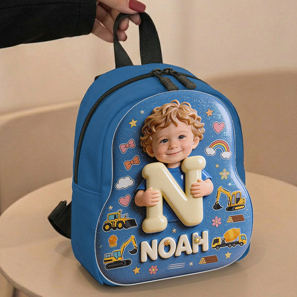 Custom Photo, Alphabet, Any Theme - Personalized Kid Changeable Leather Patch Backpack
