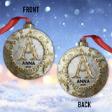 Custom Gold Marble Initial For Family, Merry Christmas 2025 - Personalized Family Ornament