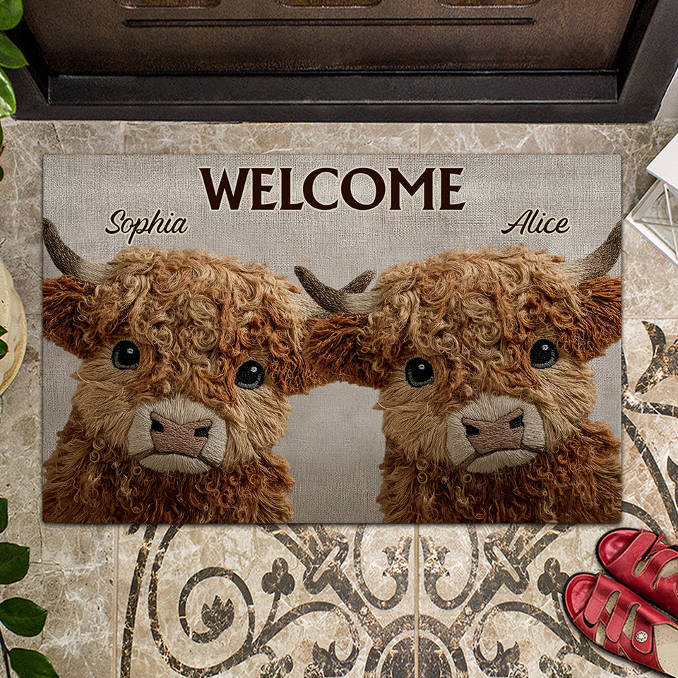 Welcome To My House Cute Highland Cow - Personalized Highland Cow Doormat