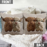 You & Me - Personalized Highland Cow Throw Pillow