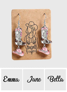 Cowgirl Spirit - Personalized Cowgirl Earrings With Card