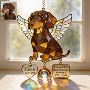 Forever In My Heart - Personalized Dog Window Hanging Suncatcher With Charms
