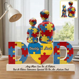 Papa d'enfant autiste - Plaque acrylique personnalisée pour la sensibilisation à l'autisme.