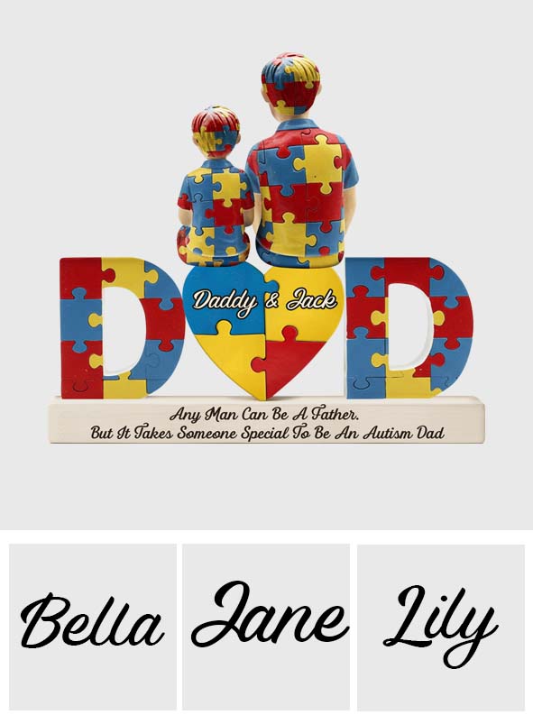 Papa d'enfant autiste - Plaque acrylique personnalisée pour la sensibilisation à l'autisme.