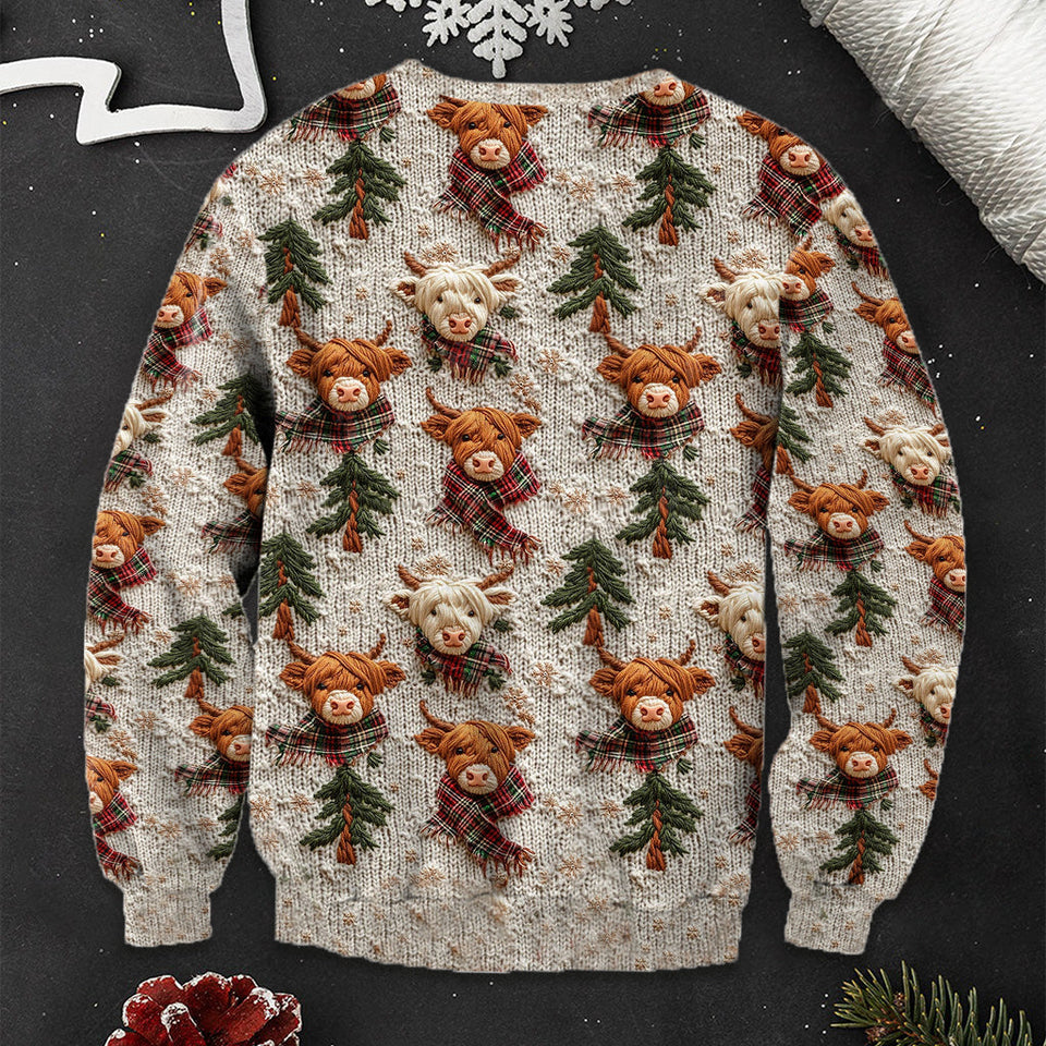 Love Highland Cow - Personalized Highland Cow Ugly Sweater