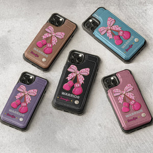 Guerrière - Étui portefeuille personnalisé pour téléphone, symbole de sensibilisation au cancer du sein