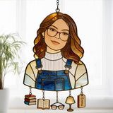 Love Reading - Personalized Book Window Hanging Suncatcher With Charms