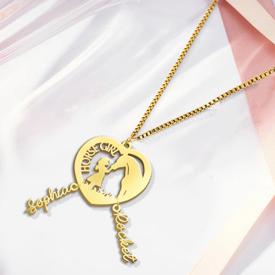 Horse Girl - Personalized Horse Necklace with Charms
