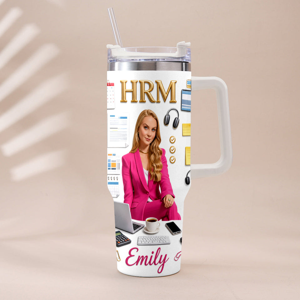 Custom Any Photo Office Staff Gift - Personalized Colleague Tumbler With Plush Charm