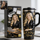 Custom Any Photo Office Staff Gift - Personalized Colleague Tumbler With Plush Charm