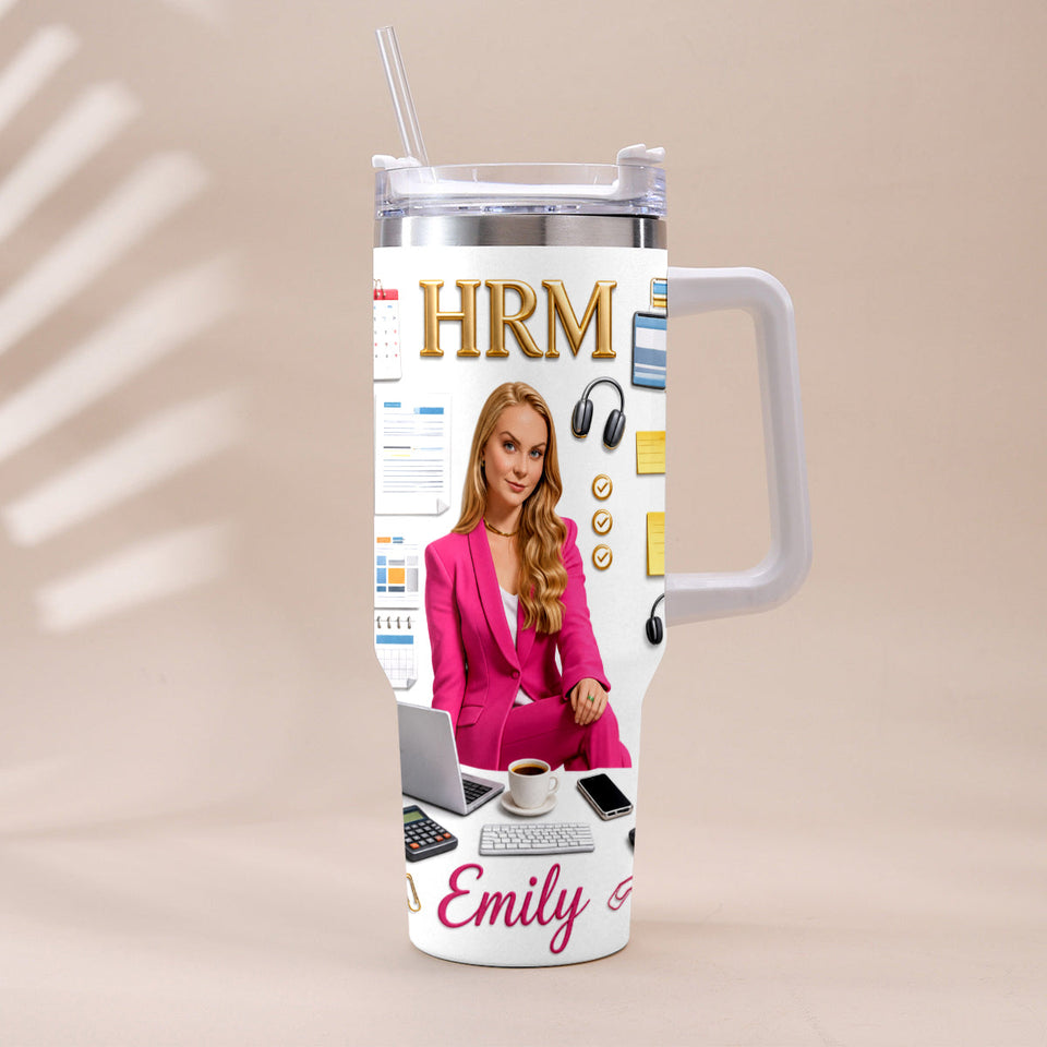 Custom Any Photo Office Staff Gift - Personalized Colleague Tumbler With Plush Charm