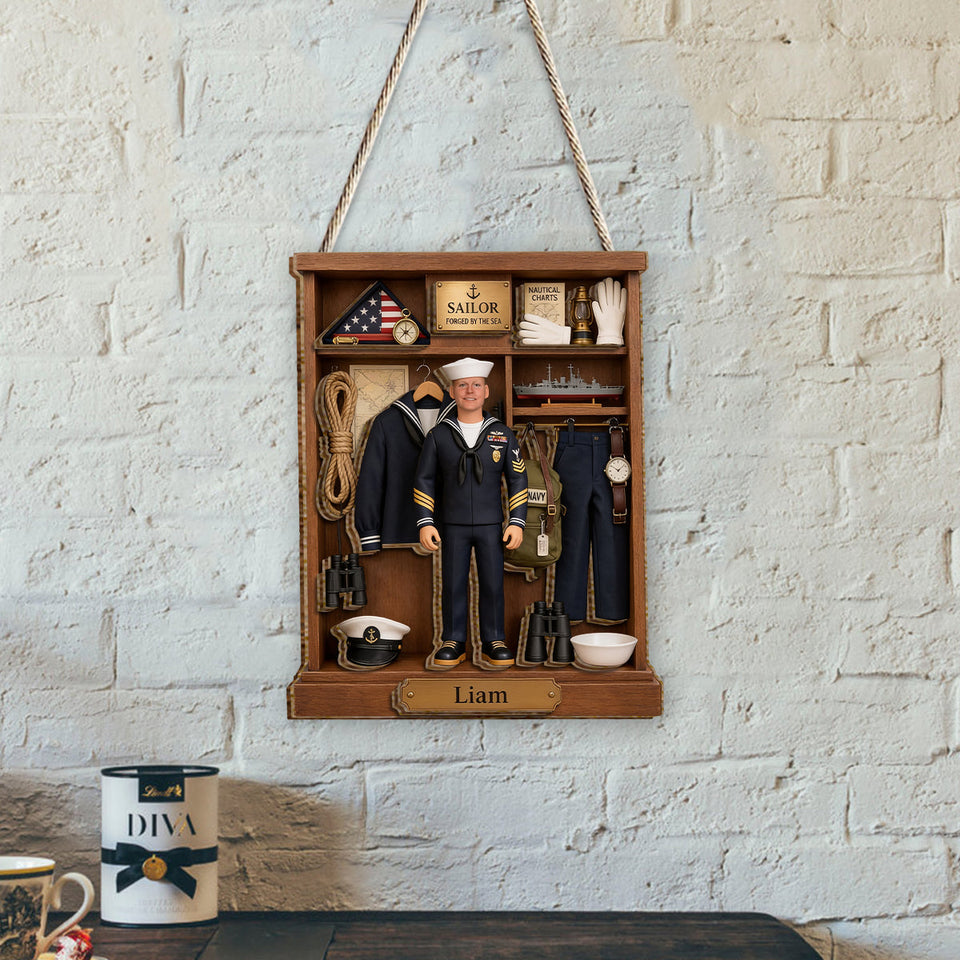 Proud Sailor - Personalized Veteran 2 Layered Wood Sign / Wood Plaque