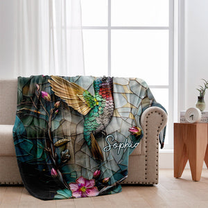 Artistic Hummingbird - Personalized Hummingbird Blanket