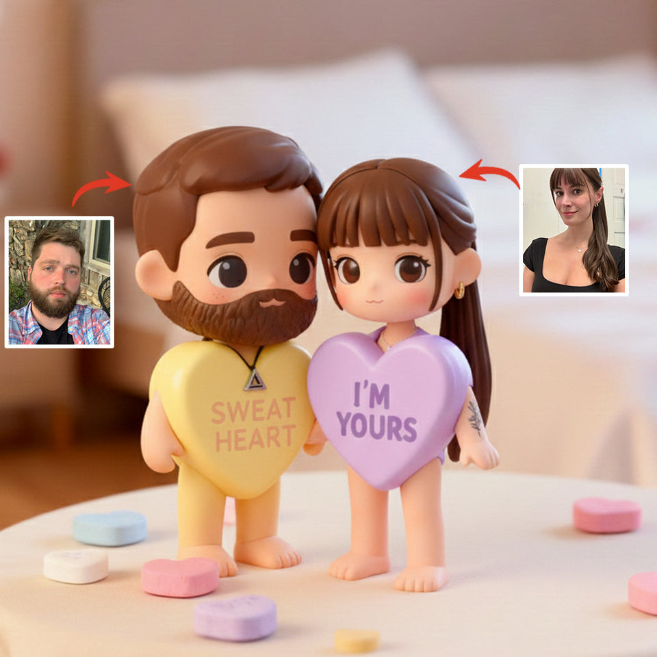 Custom Photo Conversation Heart Candy - Personalized Couple Custom Made 3D Minifigure