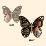 She Who Kneels Before God Can Stand Before Anyone - Personalized African American Custom Shaped Acrylic Plaque