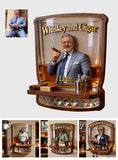 Whiskey & Cigar - Personalized Whisky Wooden Floating Shelf