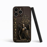 Put On The Full Amor Of God, Gift for Christians - Personalized Christian 3D Embossed Leather Phone Case