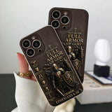 Put On The Full Amor Of God, Gift for Christians - Personalized Christian 3D Embossed Leather Phone Case