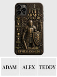 Put On The Full Amor Of God, Gift for Christians - Personalized Christian 3D Embossed Leather Phone Case