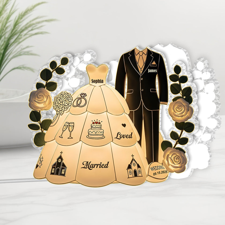 Happy Wedding - Personalized Couple Acrylic LED Night Light