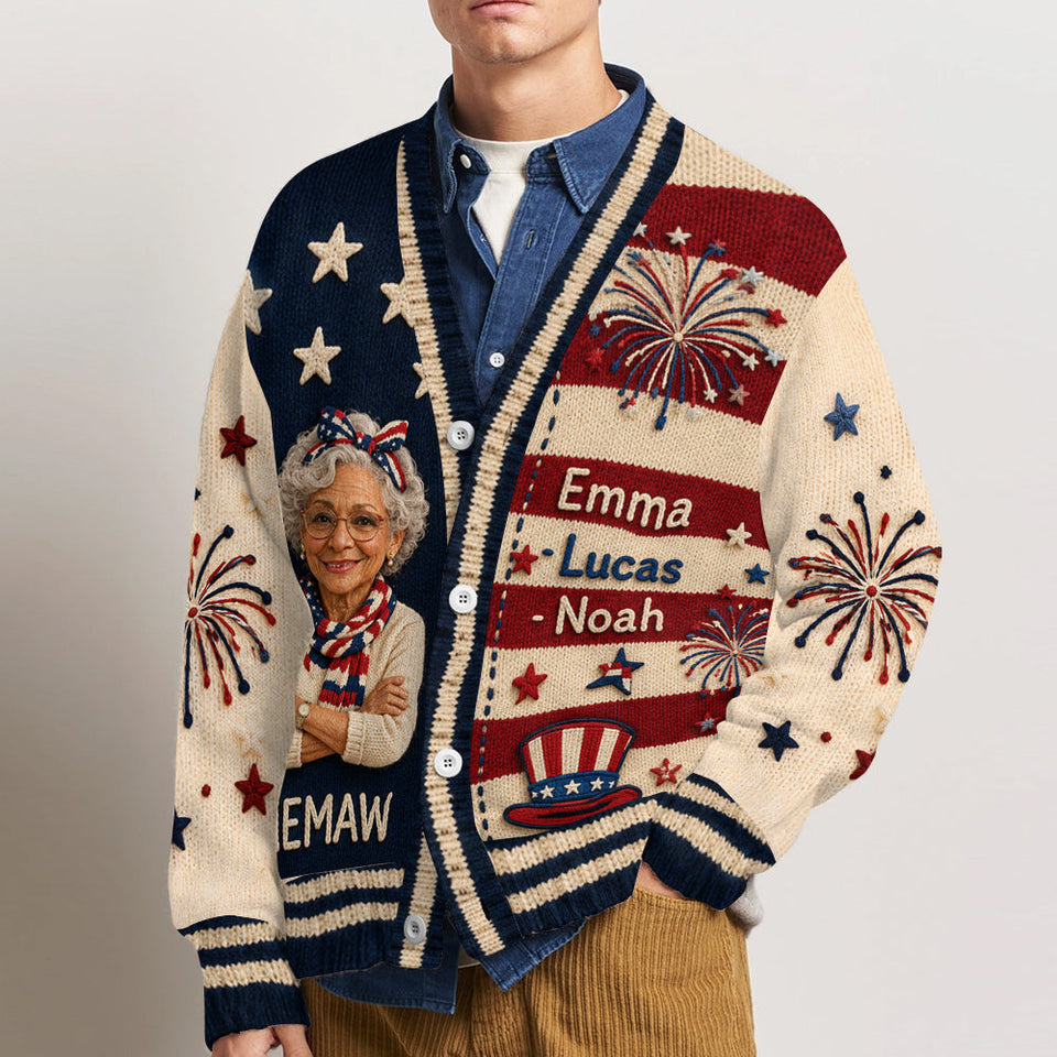 Any Photo Gift For Nana, Mother - Personalized Grandma Cardigan Sweater