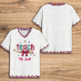 Teaching Is A Work Of heart - Personalized Teacher Fully Printed V-Neck T-Shirt