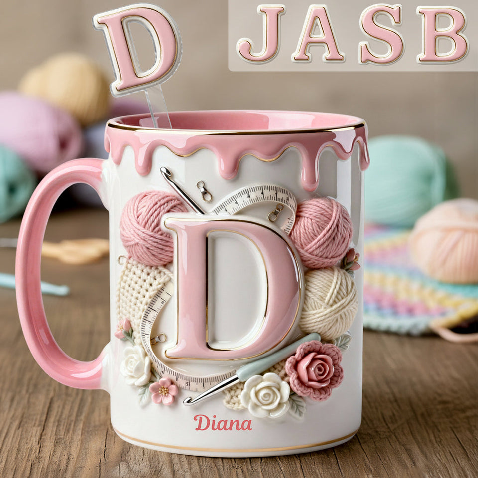 Love Crochet - Personalized Crocheting Set Accent Mug with Acrylic Stirrers