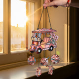 Golf Cart - Personalized Golf Window Hanging Suncatcher With Charms