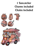 Golf Cart - Personalized Golf Window Hanging Suncatcher With Charms