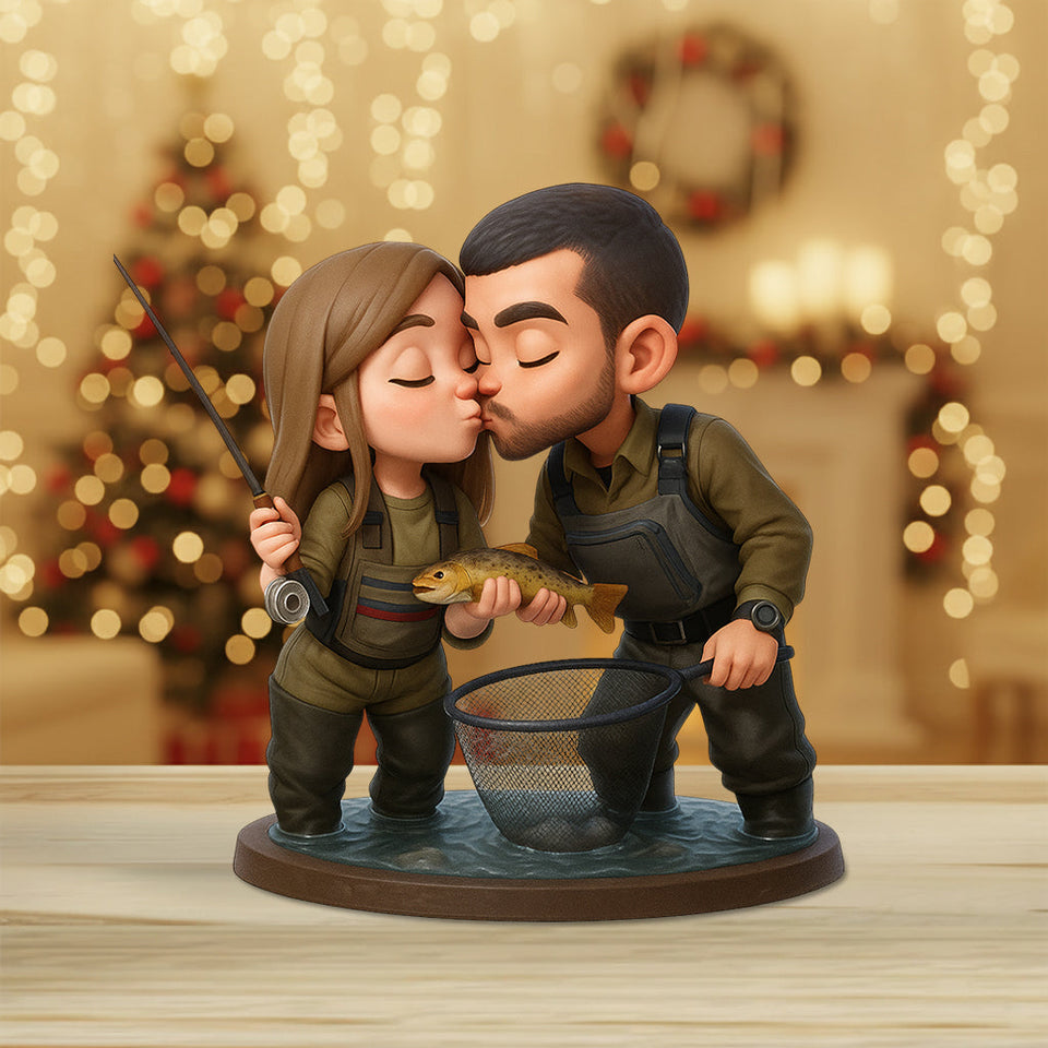 Couple Fishing - Personalized Fishing Custom Shaped Acrylic Plaque