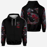 Wolf And Roses, Initial Customize - Personalized Wolf All Over Shirt