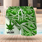 Green Summer - Personalized Weed Men Swim Trunks With Liner