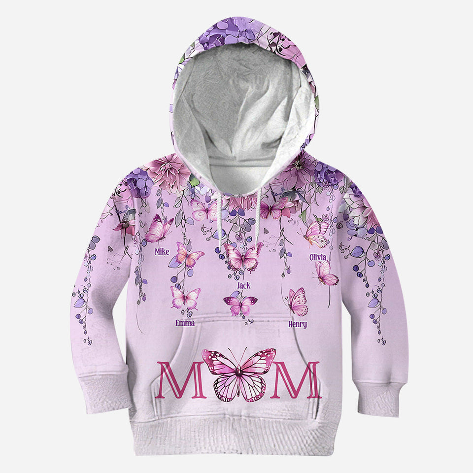 Mother And Children Butterfly - Personalized Mother All Over Shirt