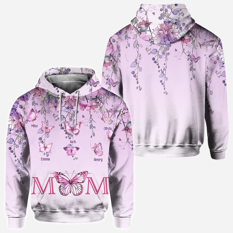 Mother And Children Butterfly - Personalized Mother All Over Shirt