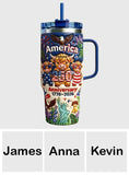 Cute Highland Cow America 250th Anniversary - Personalized Highland Cow Tumbler With Handle