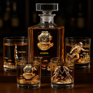 Scuba Diving Lovers Gift - Personalized Scuba Diving Whiskey Decanter Set