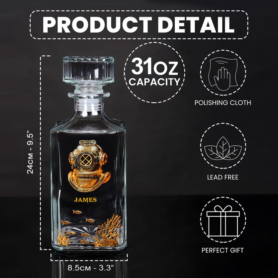Scuba Diving Lovers Gift - Personalized Scuba Diving Whiskey Decanter Set