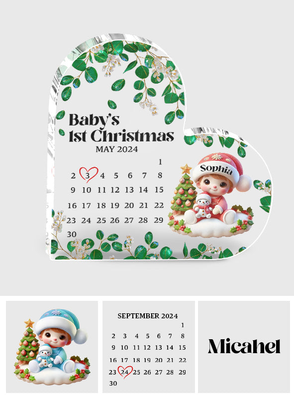 Baby 1st Christmas - Personalized Family Custom Shaped Acrylic Plaque