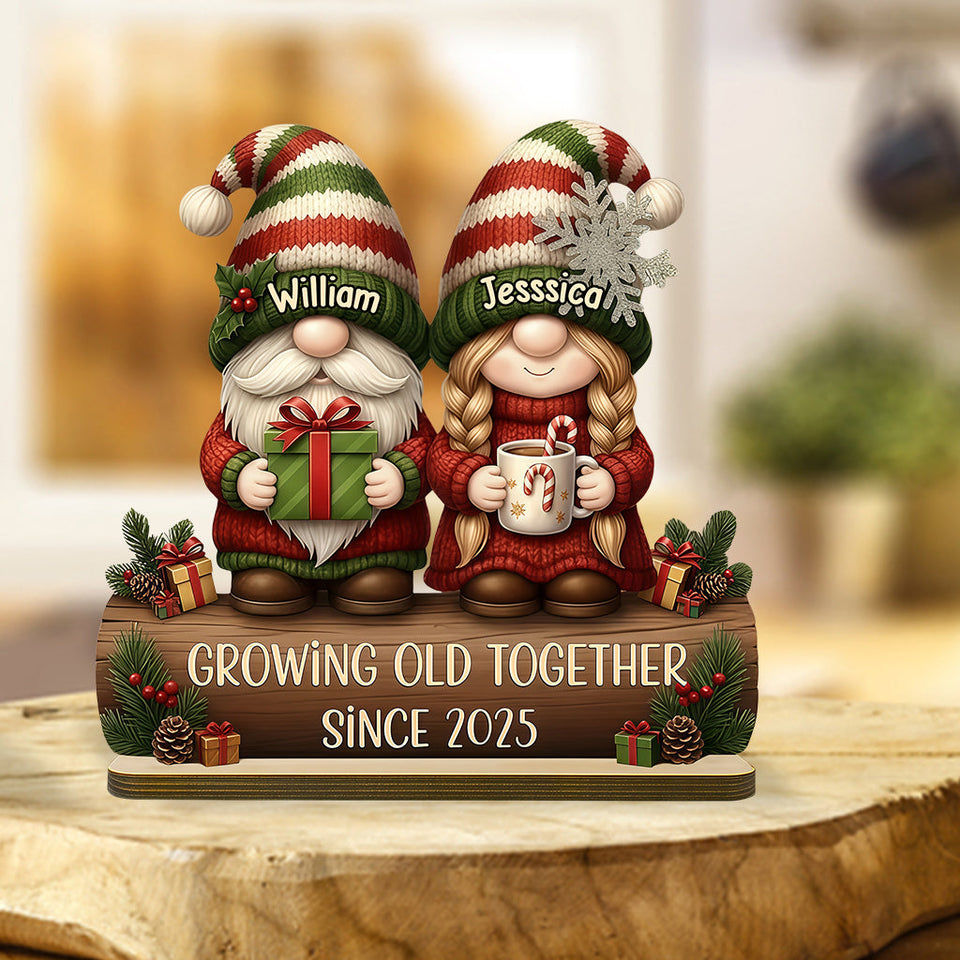 Custom Couple Growing Old Together Plaque, Christmas Decor - Personalized Couple Custom Shaped Acrylic Plaque