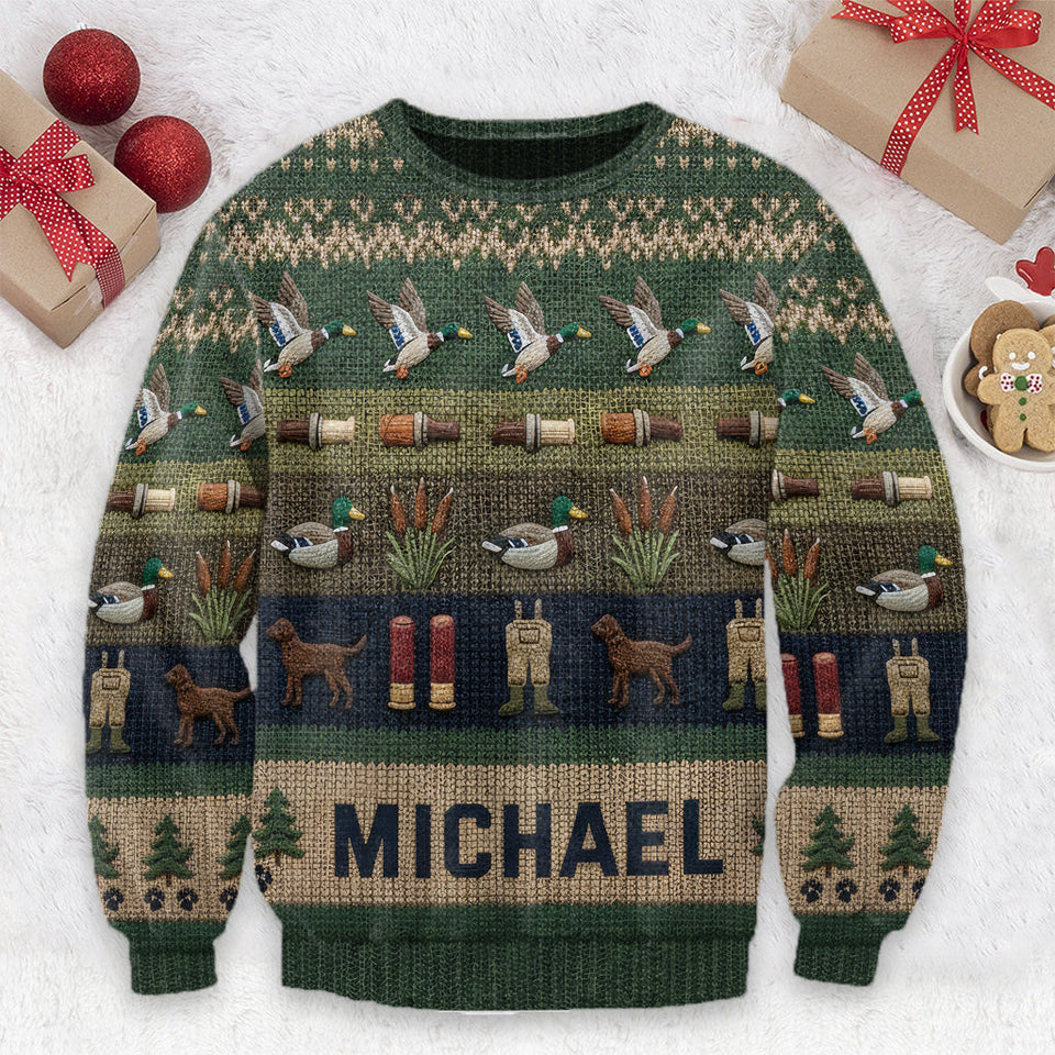 Duck Hunting Season - Personalized Hunting Ugly Sweater