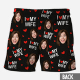 I Love My Husband - Personalized Couple Triangle Bikini Swimsuit And Men Shorts